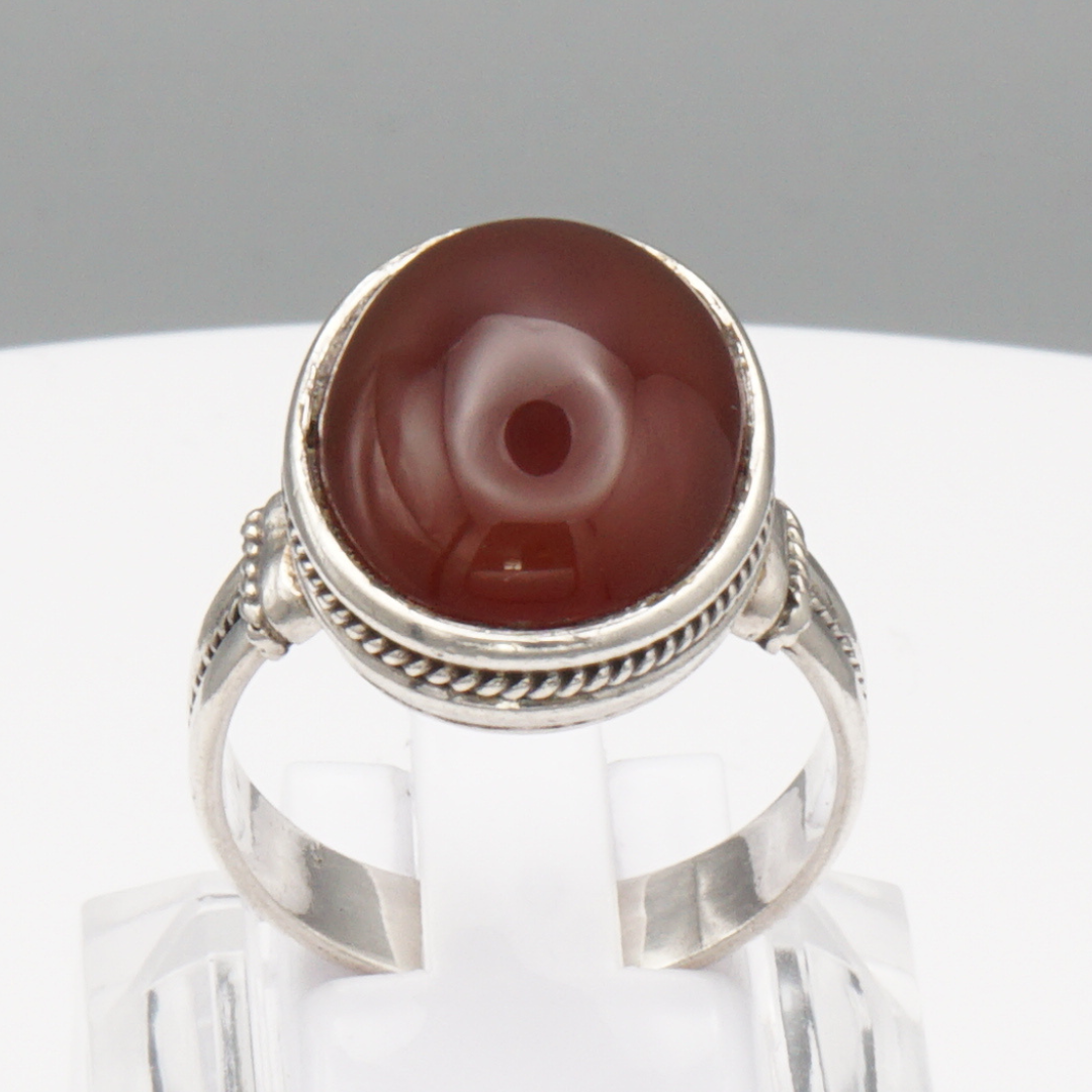 925 Silber Herrenring mit Jemen Achat - Aqeeq Yamani Handarbeit