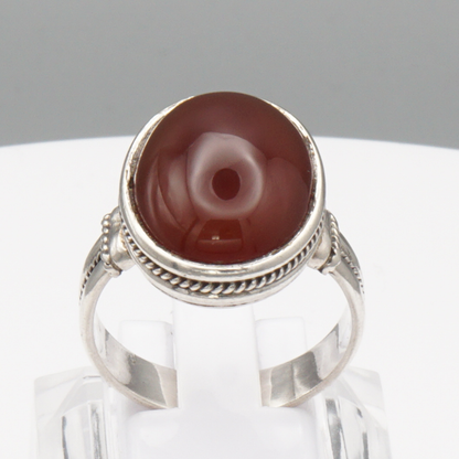 925 Silber Herrenring mit Jemen Achat - Aqeeq Yamani Handarbeit