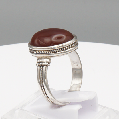925 Silber Herrenring mit Jemen Achat - Aqeeq Yamani Handarbeit