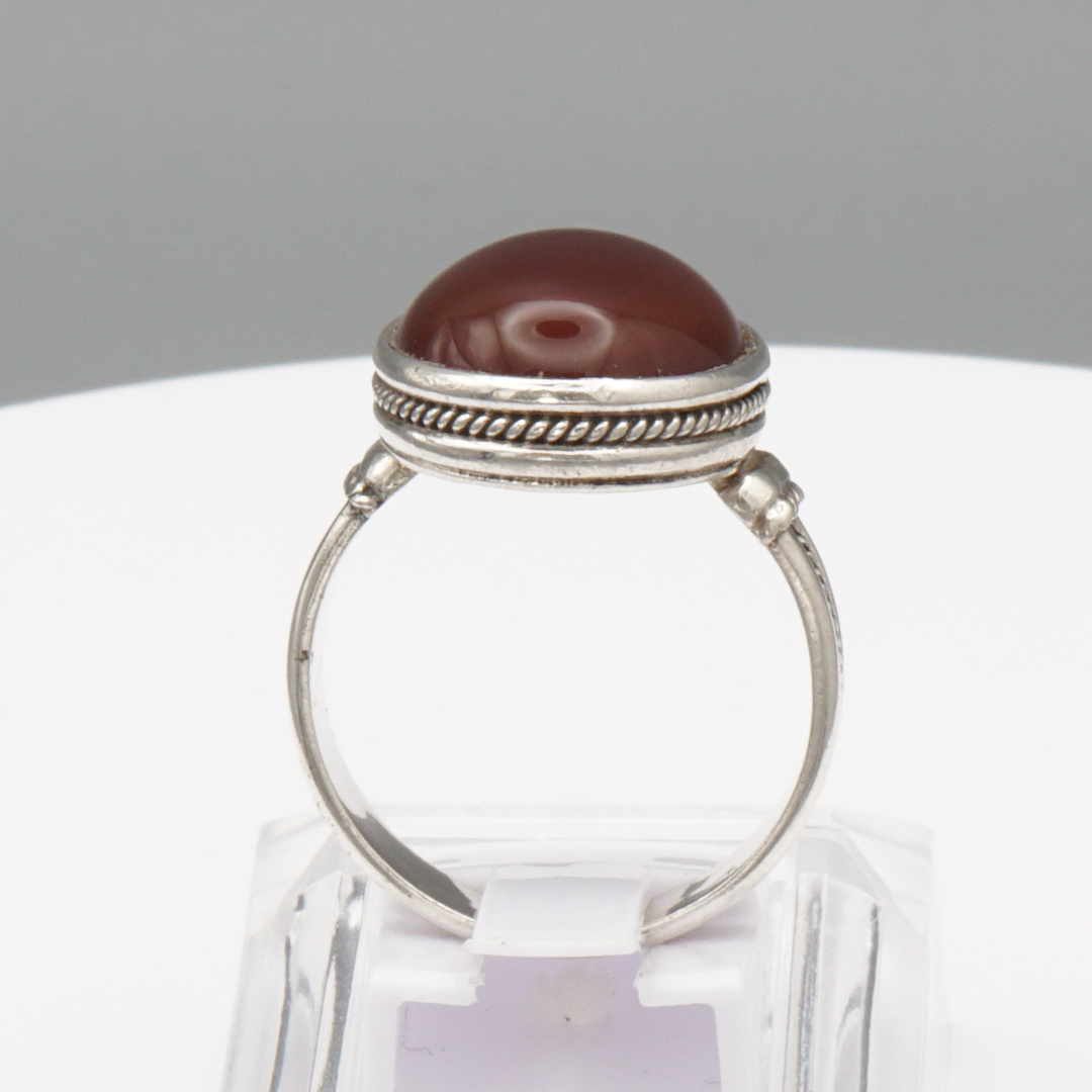 925 Silber Herrenring mit Jemen Achat - Aqeeq Yamani Handarbeit