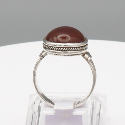 925 Silber Herrenring mit Jemen Achat - Aqeeq Yamani Handarbeit
