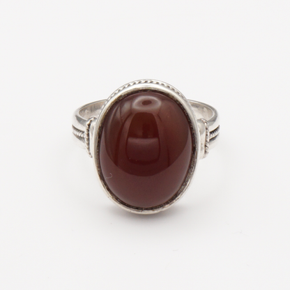 925 Silber Herrenring mit Jemen Achat - Aqeeq Yamani Handarbeit