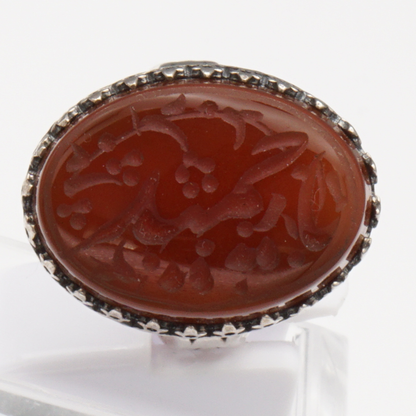 925 Silber Herrenring mit Jemen Achat - Aqeeq Yamani Gravur: يا حميد