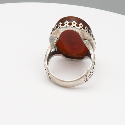 925 Silber Herrenring mit Jemen Achat - Aqeeq Yamani Gravur: يا حميد