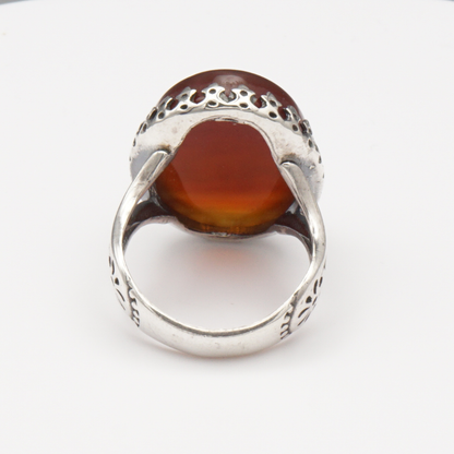 925 Silber Herrenring mit Jemen Achat - Aqeeq Yamani Gravur: سبحان الله