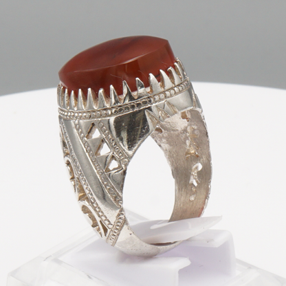 925 Silber Herrenring mit Jemen Achat - Aqeeq Yamani  Handarbeit Bahrain