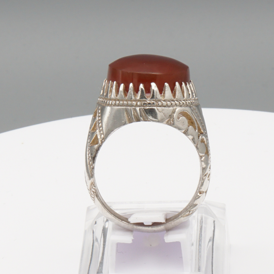 925 Silber Herrenring mit Jemen Achat - Aqeeq Yamani  Handarbeit Bahrain