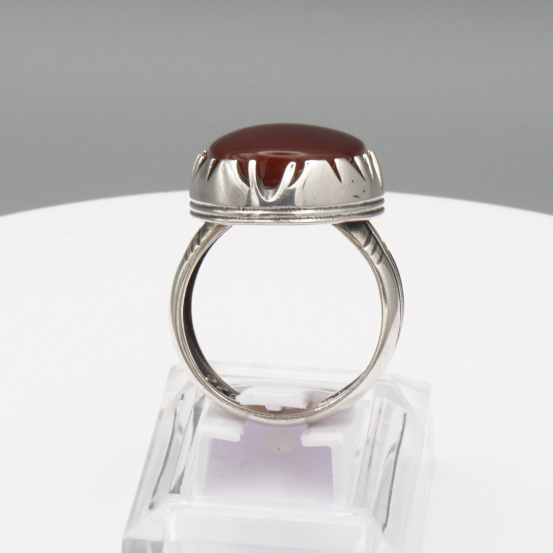 925 Silber Herrenring mit Jemen Achat - Aqeeq Yamani Handarbeit
