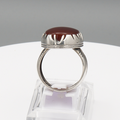 925 Silber Herrenring mit Jemen Achat - Aqeeq Yamani Handarbeit