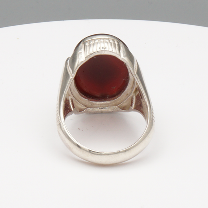 925 Silber Herrenring mit Jemen Achat - Aqeeq Yamani Handarbeit