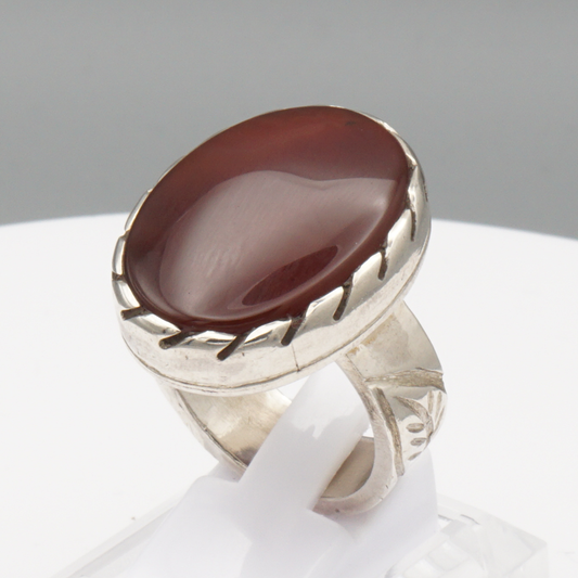 925 Silber Herrenring mit Jemen Achat - Aqeeq Yamani Handarbeit