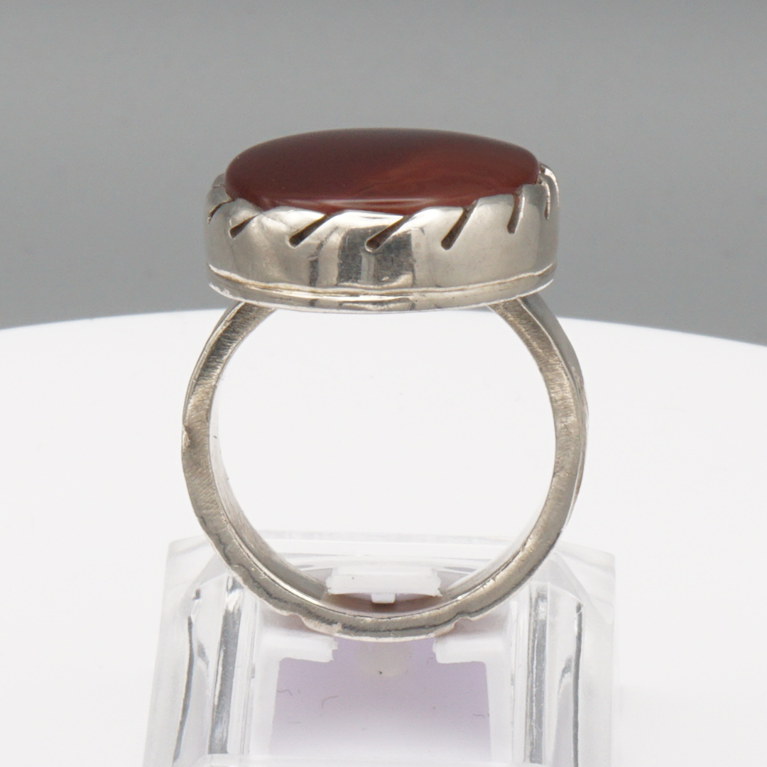 925 Silber Herrenring mit Jemen Achat - Aqeeq Yamani Handarbeit