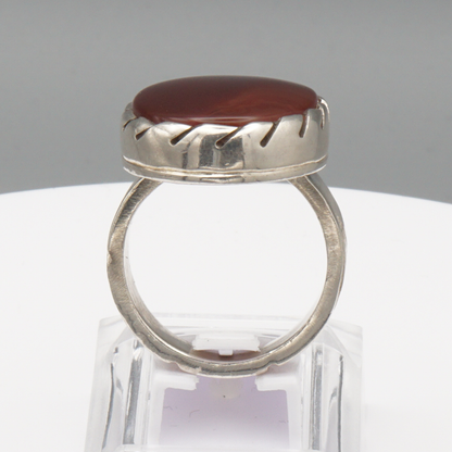 925 Silber Herrenring mit Jemen Achat - Aqeeq Yamani Handarbeit