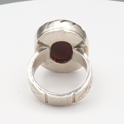 925 Silber Herrenring mit Jemen Achat - Aqeeq Yamani Handarbeit