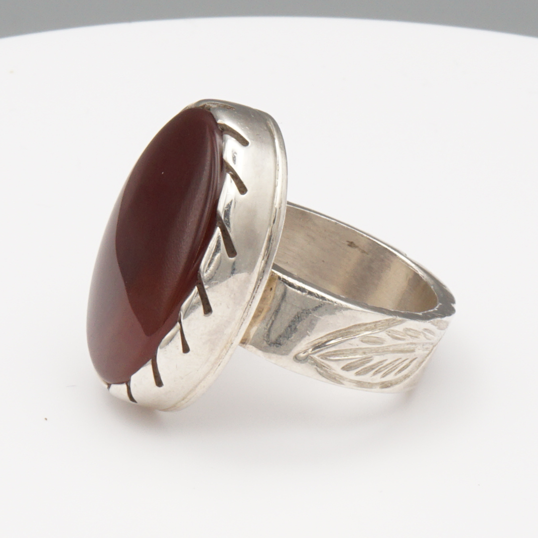 925 Silber Herrenring mit Jemen Achat - Aqeeq Yamani Handarbeit
