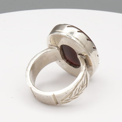 925 Silber Herrenring mit Jemen Achat - Aqeeq Yamani Handarbeit