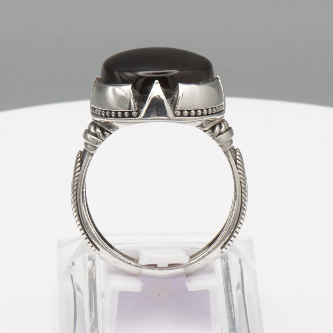 925 Silber Herrenring mit Jemen Achat - Aqeeq Yamani Handarbeit