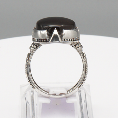 925 Silber Herrenring mit Jemen Achat - Aqeeq Yamani Handarbeit