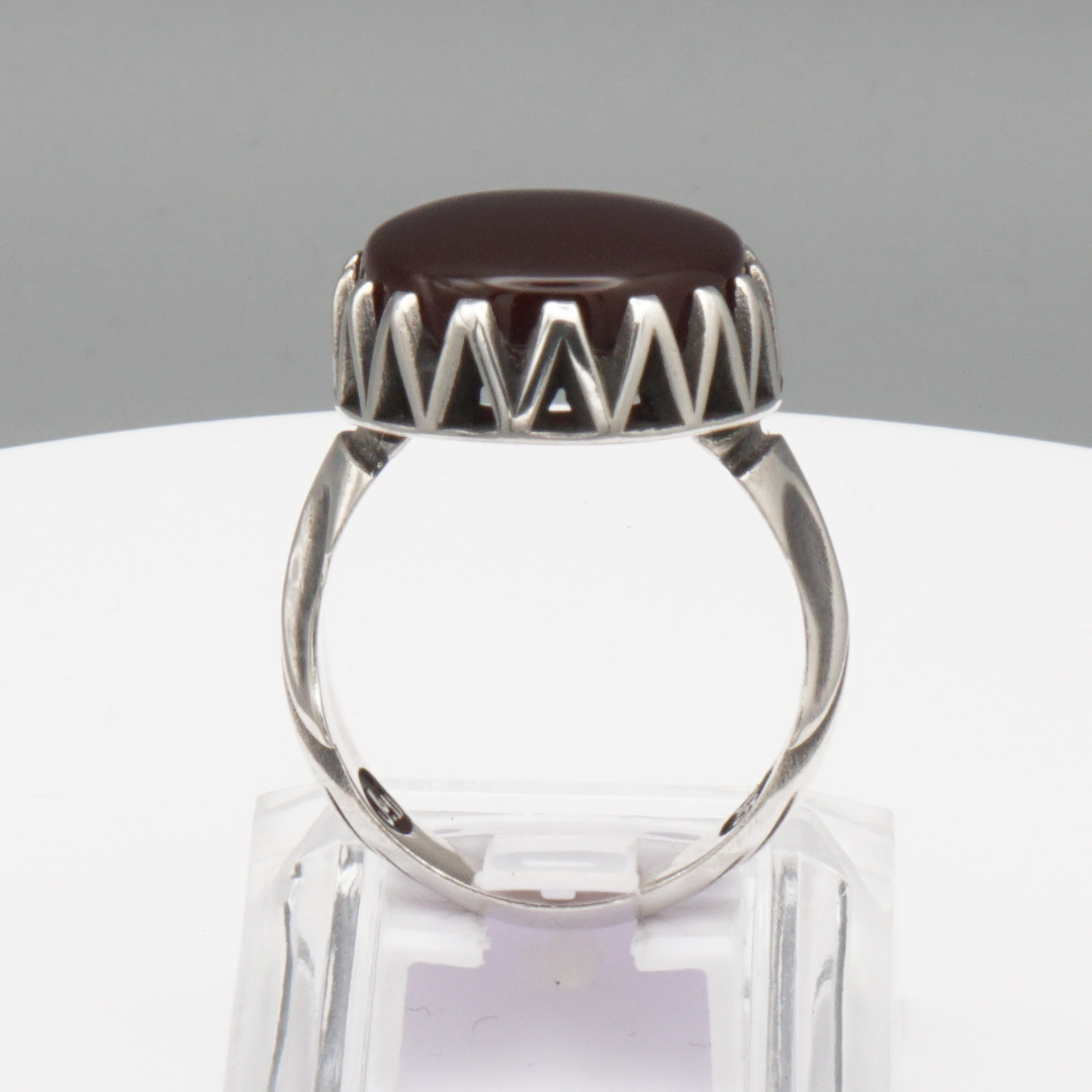 925 Silber Herrenring mit Jemen Achat - Aqeeq Yamani Handarbeit
