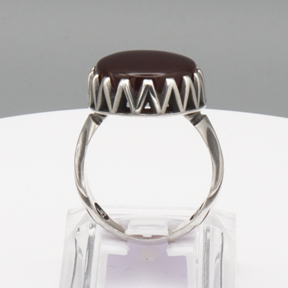 925 Silber Herrenring mit Jemen Achat - Aqeeq Yamani Handarbeit