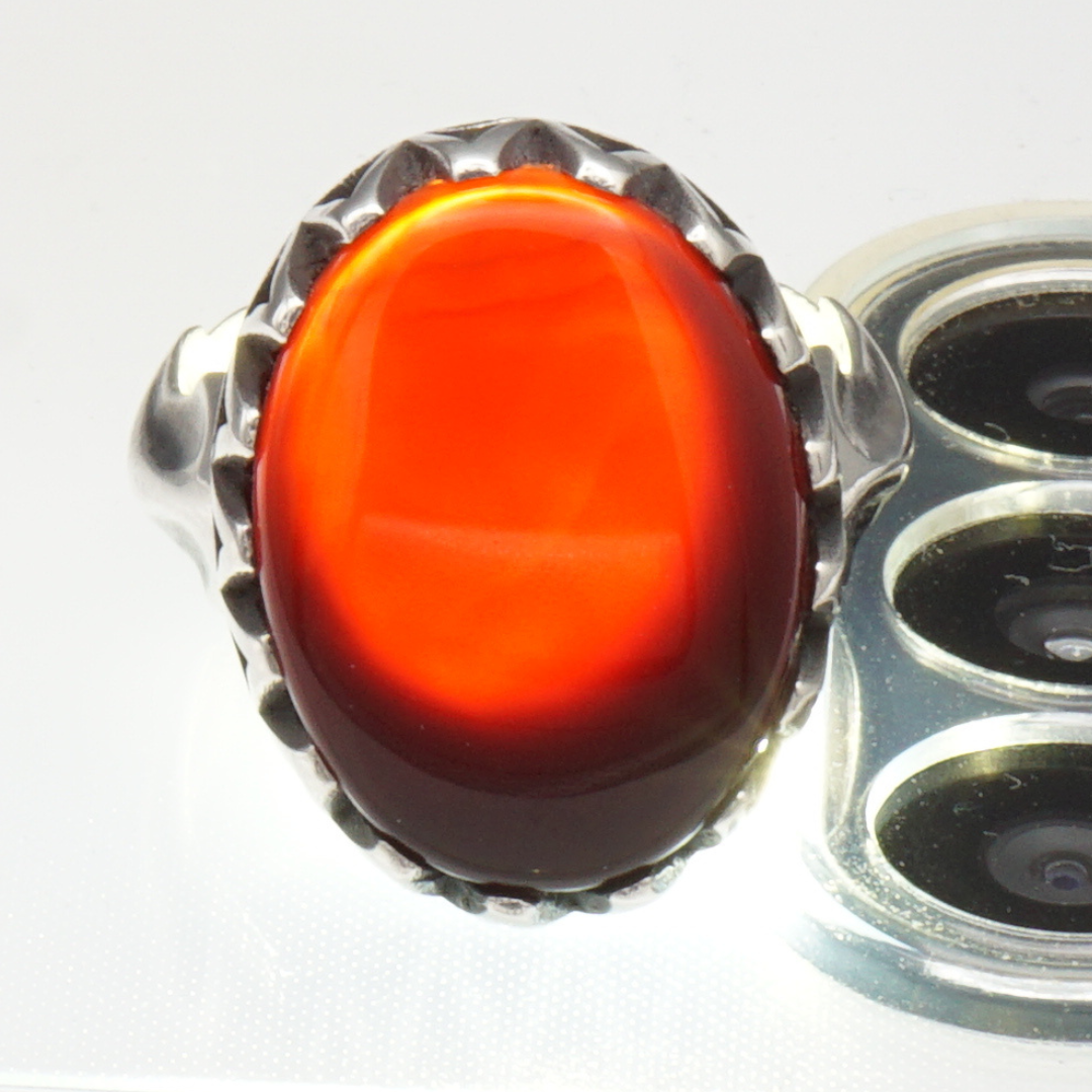 925 Silber Herrenring mit Jemen Achat - Aqeeq Yamani Handarbeit