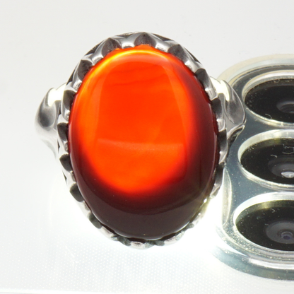 925 Silber Herrenring mit Jemen Achat - Aqeeq Yamani Handarbeit
