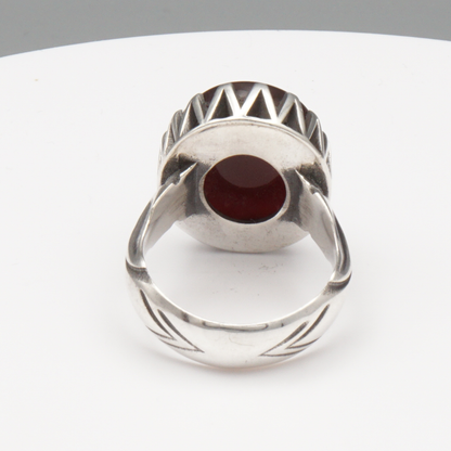 925 Silber Herrenring mit Jemen Achat - Aqeeq Yamani Handarbeit