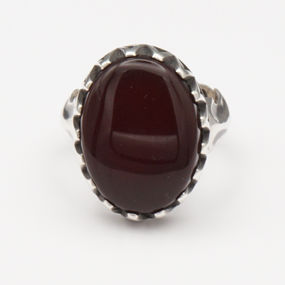 925 Silber Herrenring mit Jemen Achat - Aqeeq Yamani Handarbeit