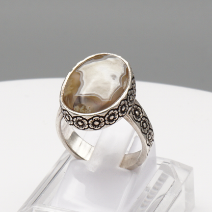925 Silber Herrenring mit Jemen Achat - Aqeeq Yamani Handarbeit