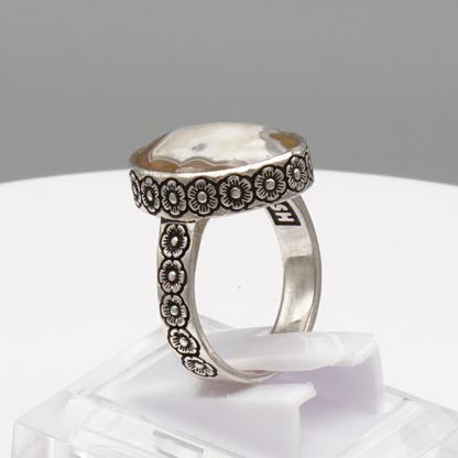 925 Silber Herrenring mit Jemen Achat - Aqeeq Yamani Handarbeit