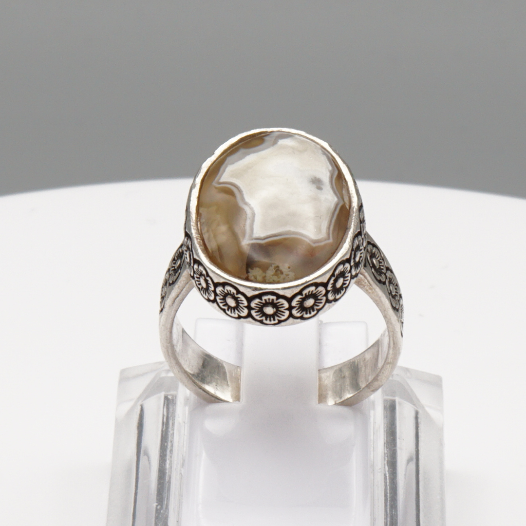 925 Silber Herrenring mit Jemen Achat - Aqeeq Yamani Handarbeit