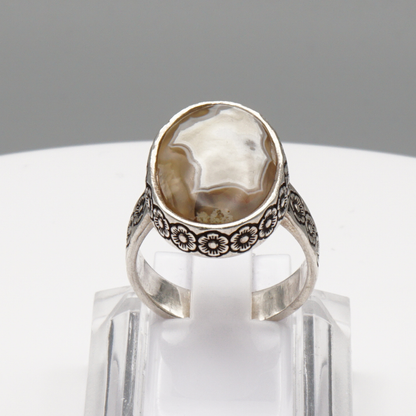 925 Silber Herrenring mit Jemen Achat - Aqeeq Yamani Handarbeit