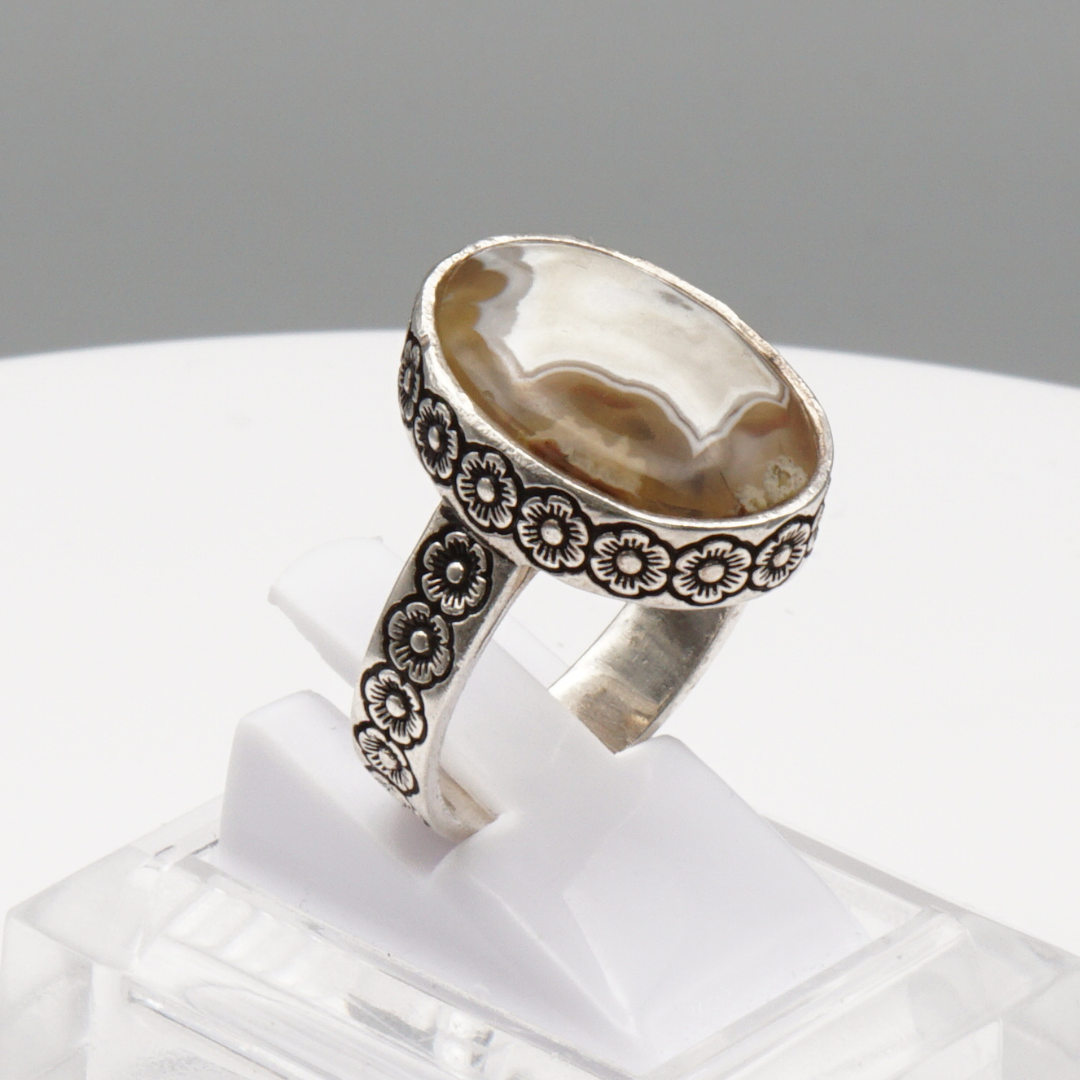 925 Silber Herrenring mit Jemen Achat - Aqeeq Yamani Handarbeit