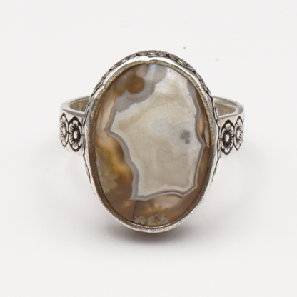 925 Silber Herrenring mit Jemen Achat - Aqeeq Yamani Handarbeit