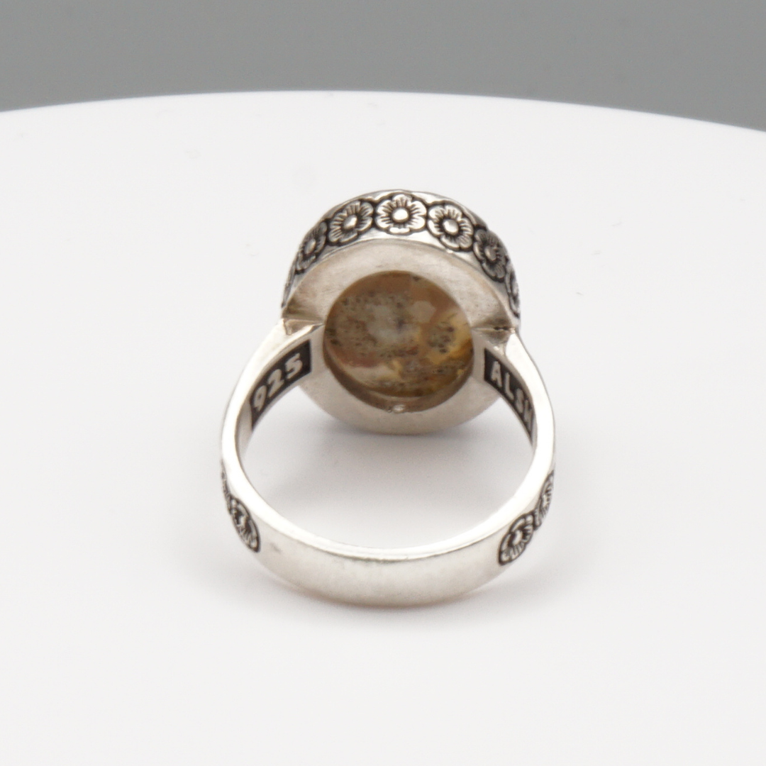 925 Silber Herrenring mit Jemen Achat - Aqeeq Yamani Handarbeit