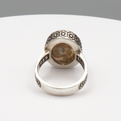 925 Silber Herrenring mit Jemen Achat - Aqeeq Yamani Handarbeit
