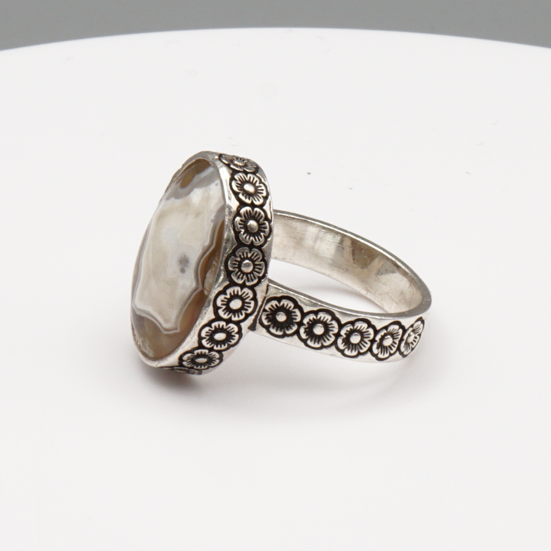 925 Silber Herrenring mit Jemen Achat - Aqeeq Yamani Handarbeit