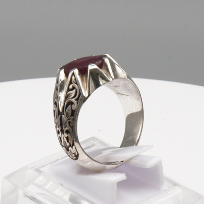 925 Silberring mit echtem Rubin - Yaqoot - Handarbeit