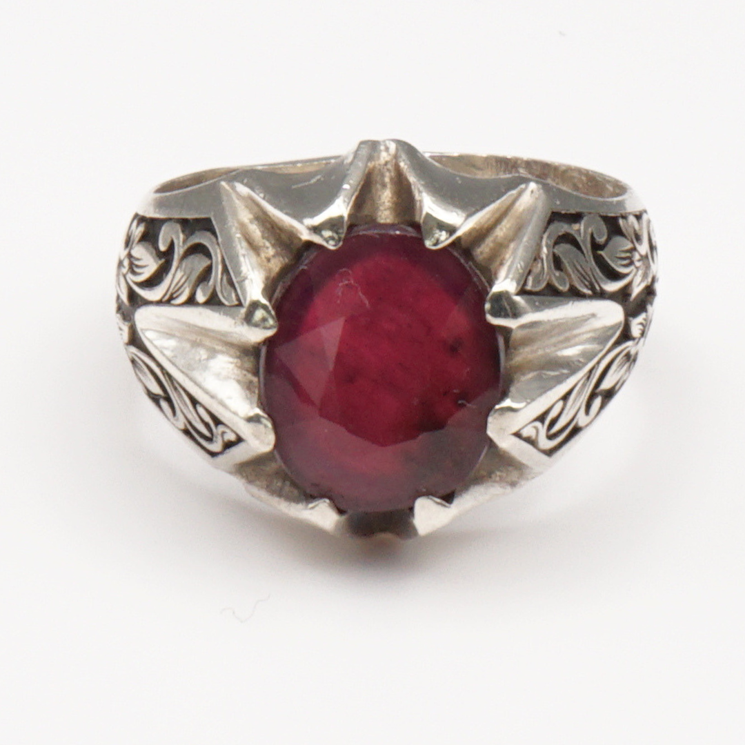 925 Silberring mit echtem Rubin - Yaqoot - Handarbeit