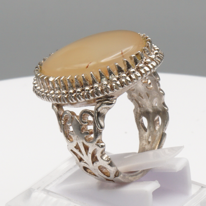 925 Silber Herrenring mit Jemen Achat - Aqeeq Yamani Handarbeit