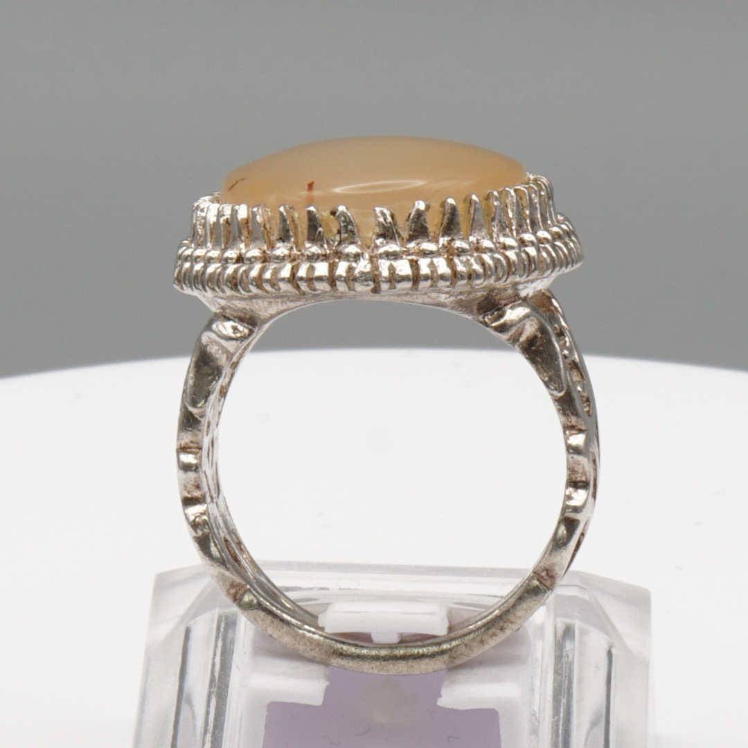 925 Silber Herrenring mit Jemen Achat - Aqeeq Yamani Handarbeit