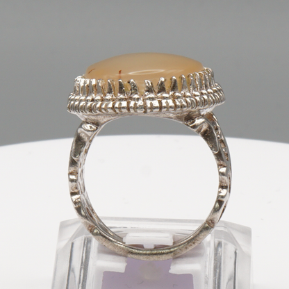 925 Silber Herrenring mit Jemen Achat - Aqeeq Yamani Handarbeit