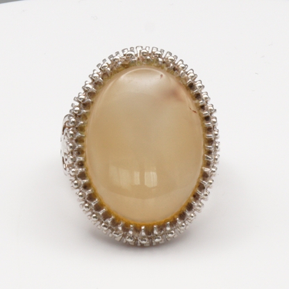 925 Silber Herrenring mit Jemen Achat - Aqeeq Yamani Handarbeit