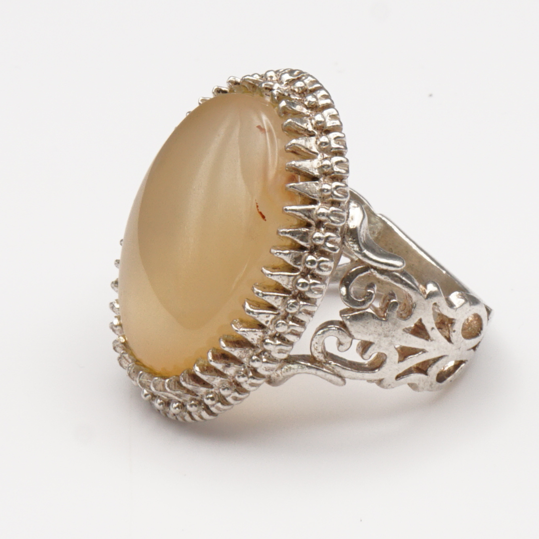 925 Silber Herrenring mit Jemen Achat - Aqeeq Yamani Handarbeit