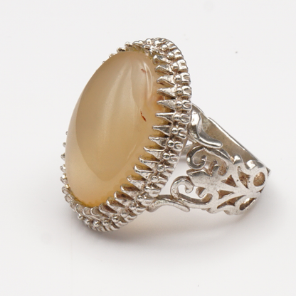 925 Silber Herrenring mit Jemen Achat - Aqeeq Yamani Handarbeit