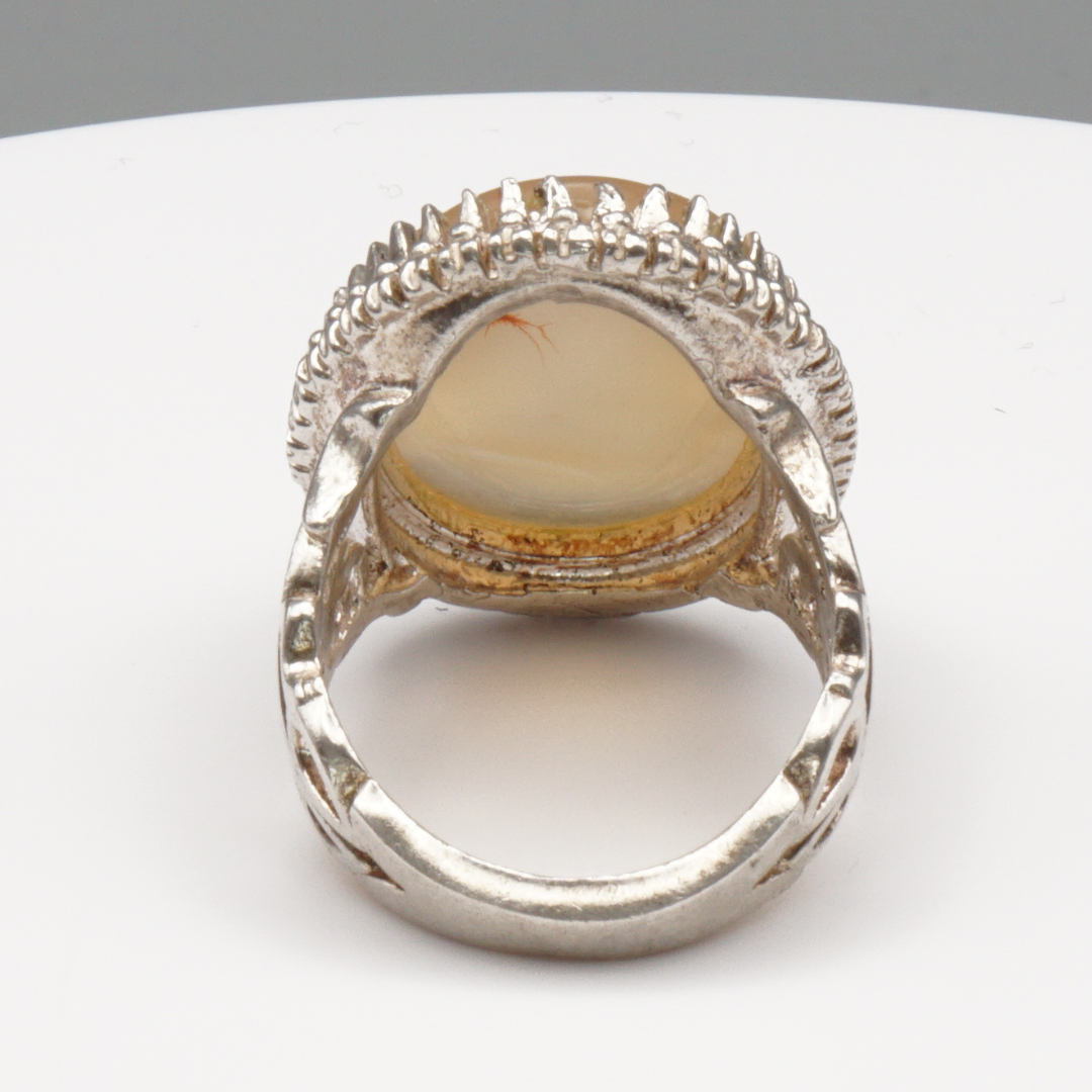925 Silber Herrenring mit Jemen Achat - Aqeeq Yamani Handarbeit