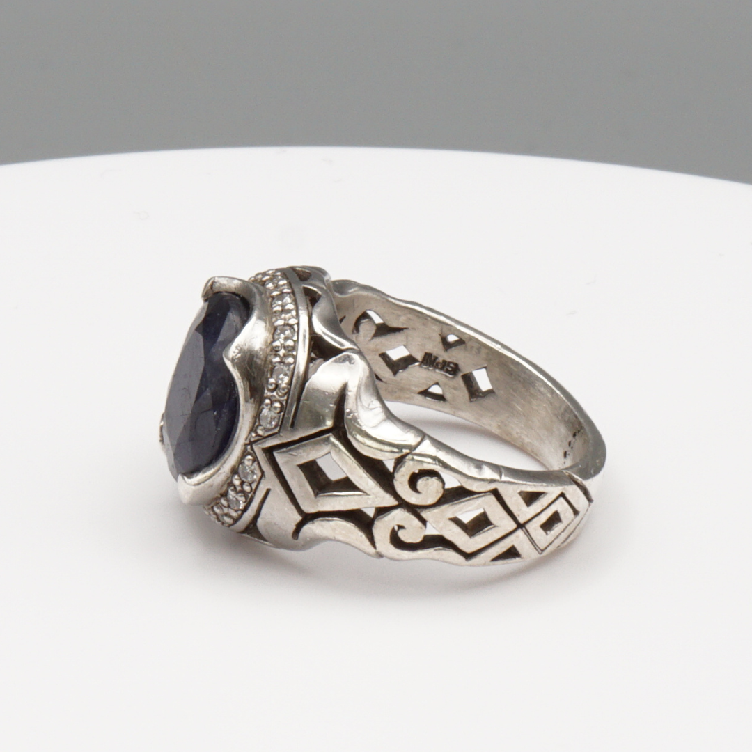925 Silberring mit echtem Saphir - Handarbeit