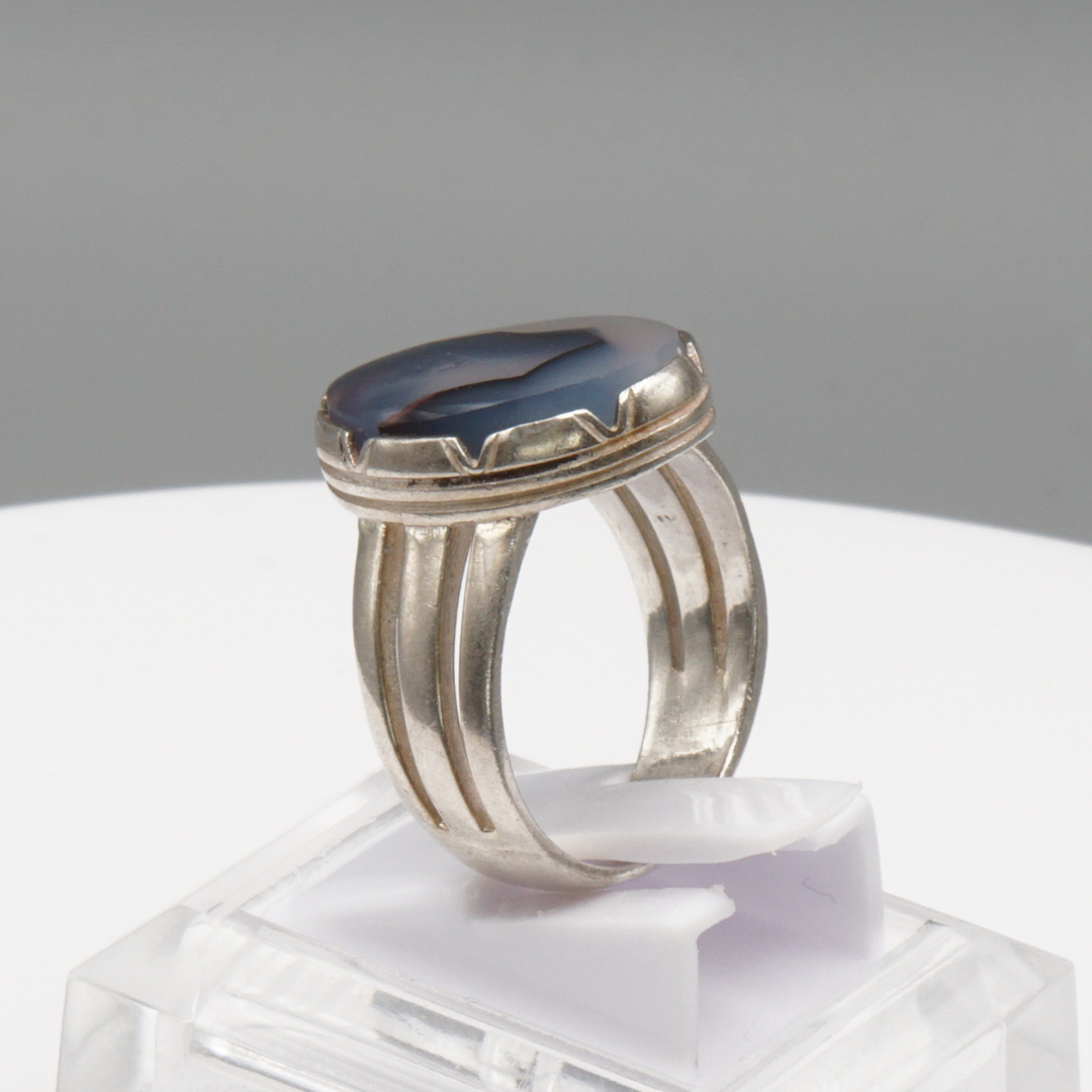 925 Silber Herrenring mit Jemen Achat - Aqeeq Yamani