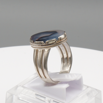 925 Silber Herrenring mit Jemen Achat - Aqeeq Yamani