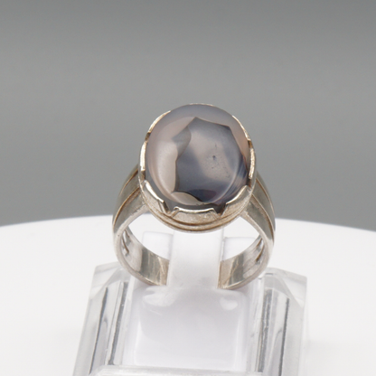 925 Silber Herrenring mit Jemen Achat - Aqeeq Yamani